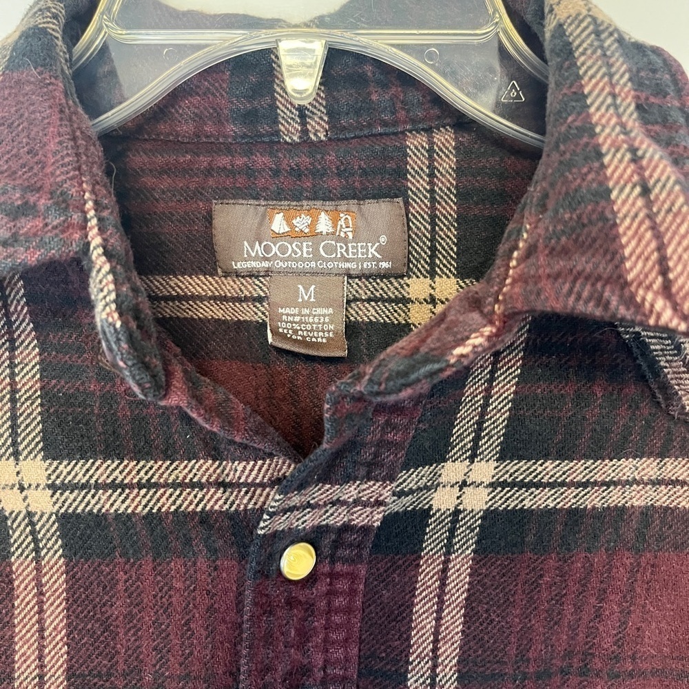 Moose Creek Plaid Flannel Pearl Snap Shirt, sz M - Picture 2 of 9
